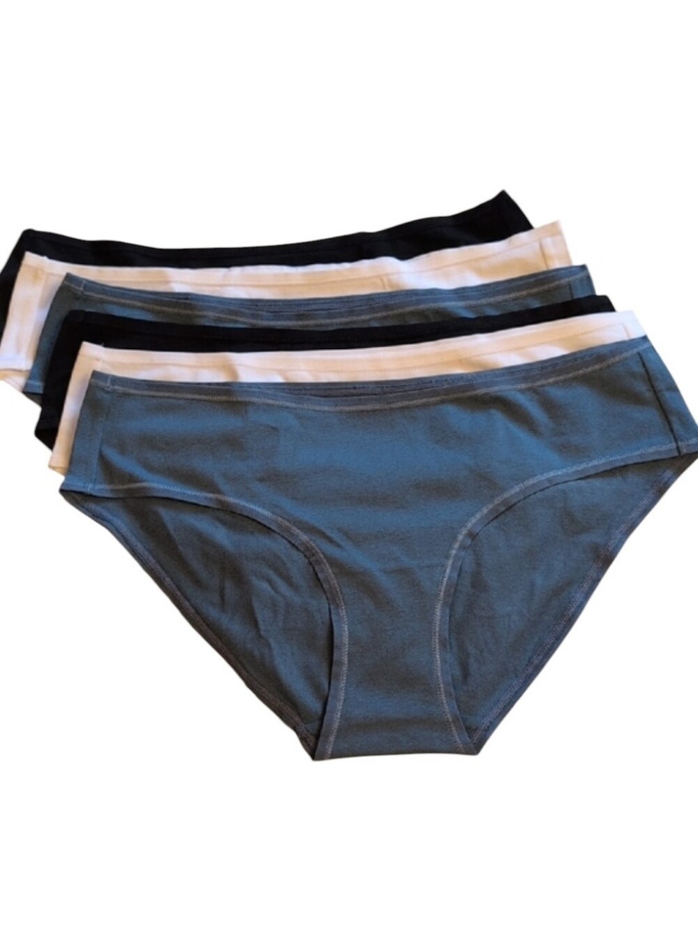 NEW Quince Panties 6-Pack Second Skin Organic Cotton Hipster Blue Black White S